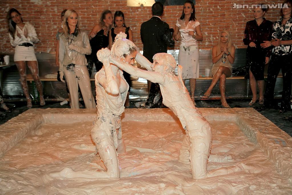 16P Sexy fetish gals Nessa Devil & Lena Cova have some mud wrestling fun