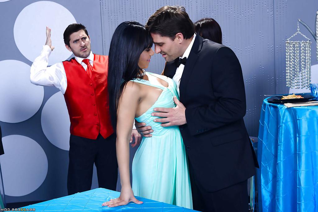 12P Brunette Latina wife Rose Monroe gets facialized before the wedding