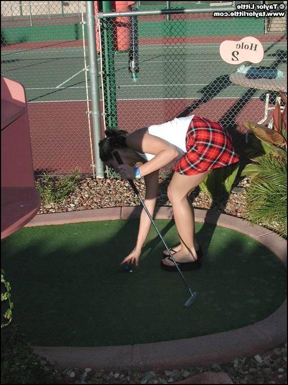 20P Pictures of Taylor Little and Jordan Capri playing kinky golf