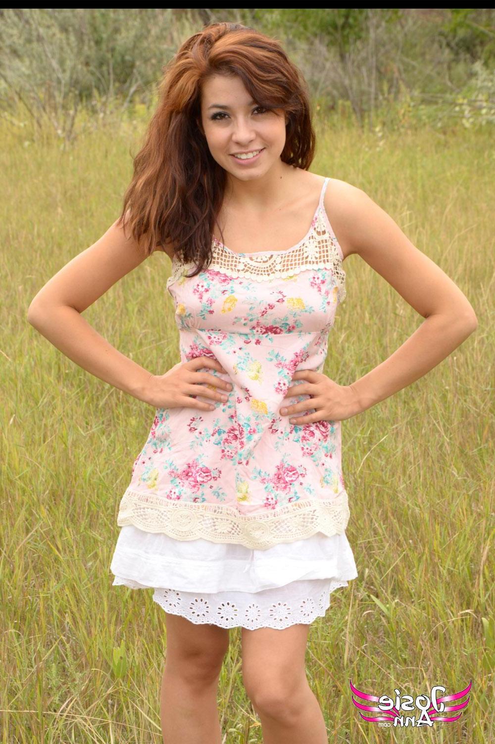 16P Beautiful brunette teen Josie loves getting nude outside in nature