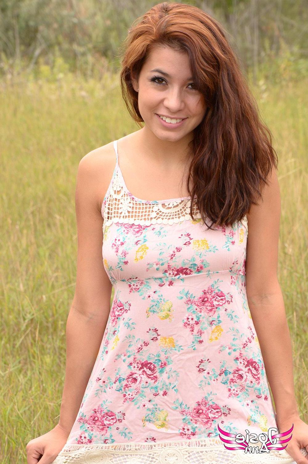16P Beautiful brunette teen Josie loves getting nude outside in nature