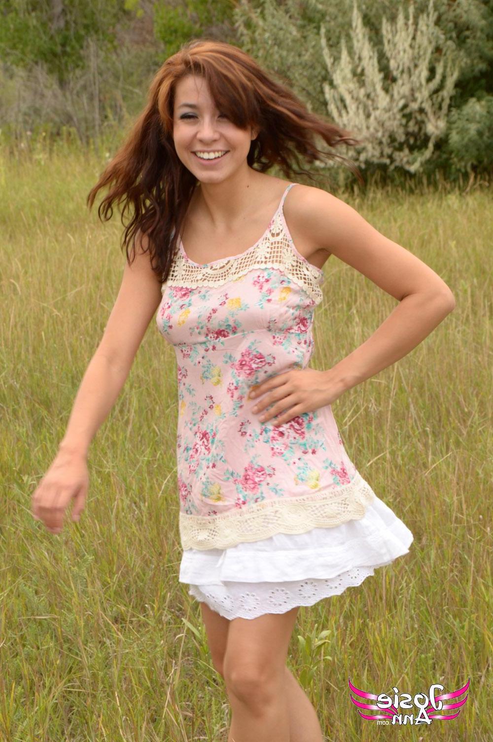 16P Beautiful brunette teen Josie loves getting nude outside in nature