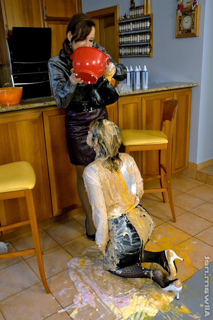 16P Fetish gal in pantyhose Tatiana Milovani has a messy foodplay with her friend