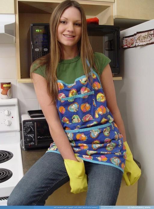 15P Josie in nothing but an apron and socks