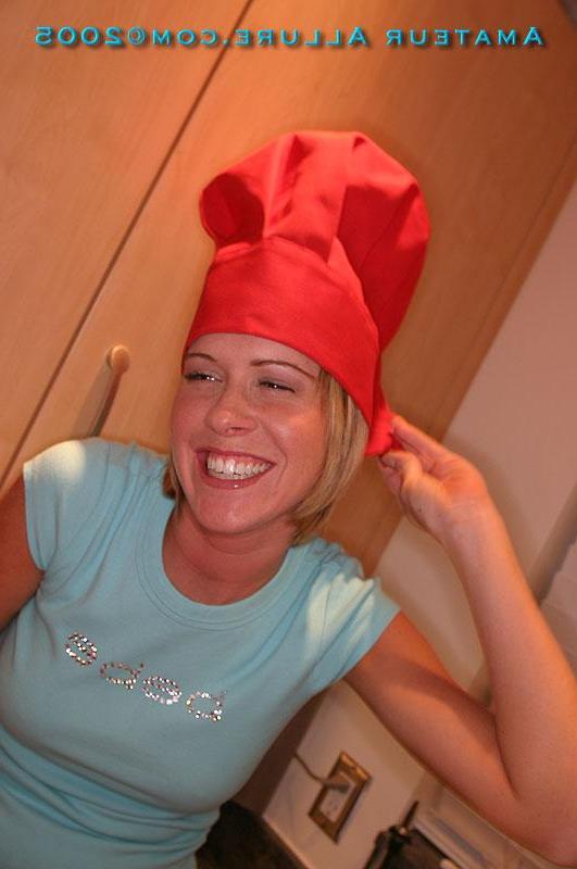16P Blonde teen Julia has some fun in the kitchen and finishes by giving a hot blowjob