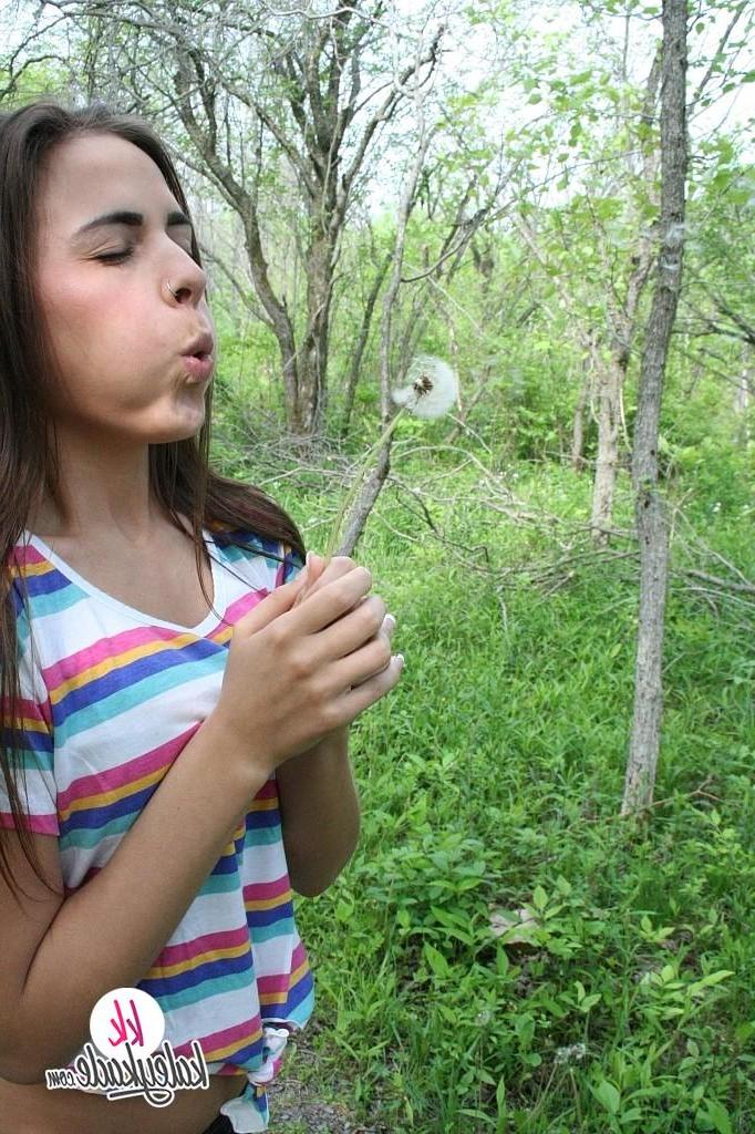 12P Kaley Kade flashes you wihle on a nature trail