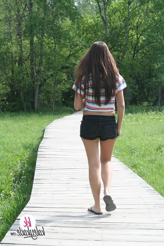 12P Kaley Kade flashes you wihle on a nature trail