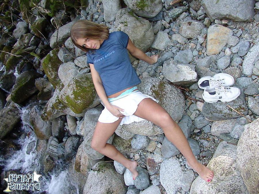 20P Pictures of Karen Dreams having some naughty fun outdoors