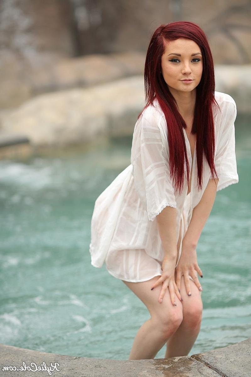 12P Redhead teen Kylie Cole goes for a dip in her panties