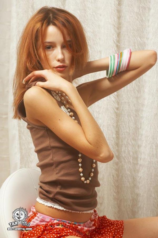 15P Tiny titted redhead Kat showing her pinkhole