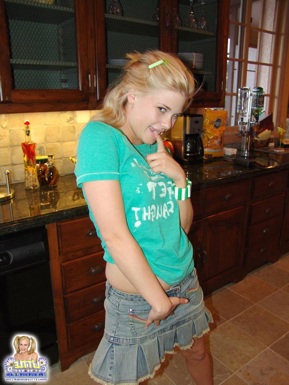 17P Little Summer gets naked in the kitchen
