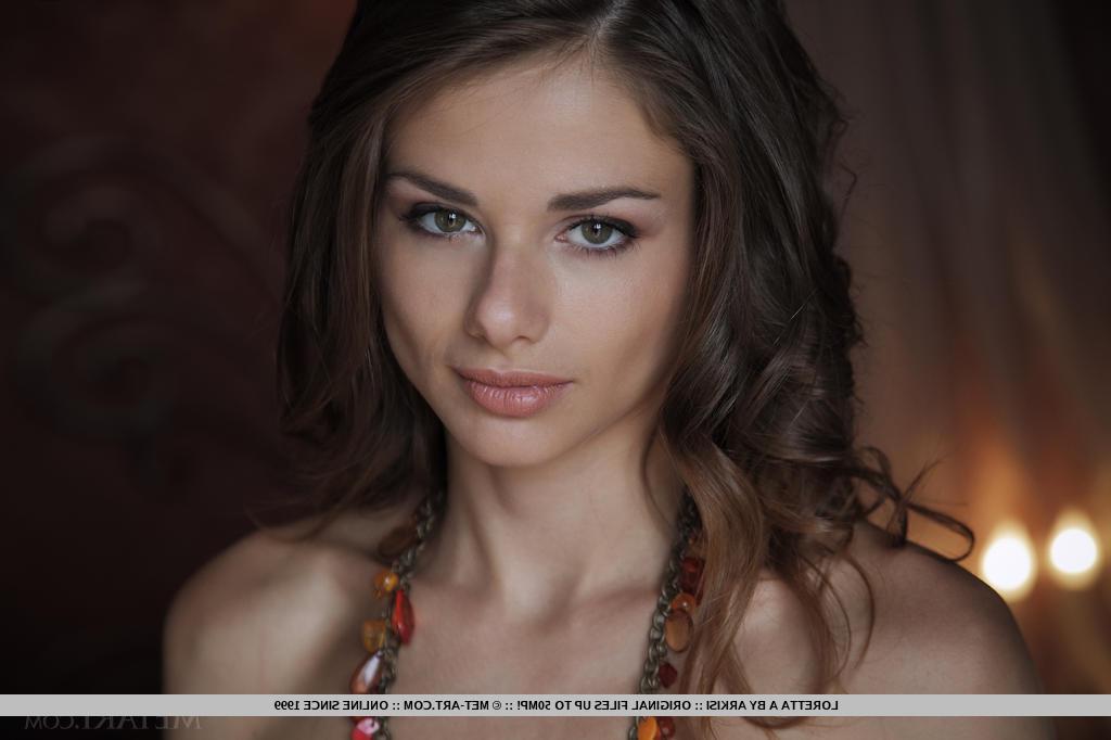 18P Gorgeous girl Loretta A strips naked and spreads her legs for you