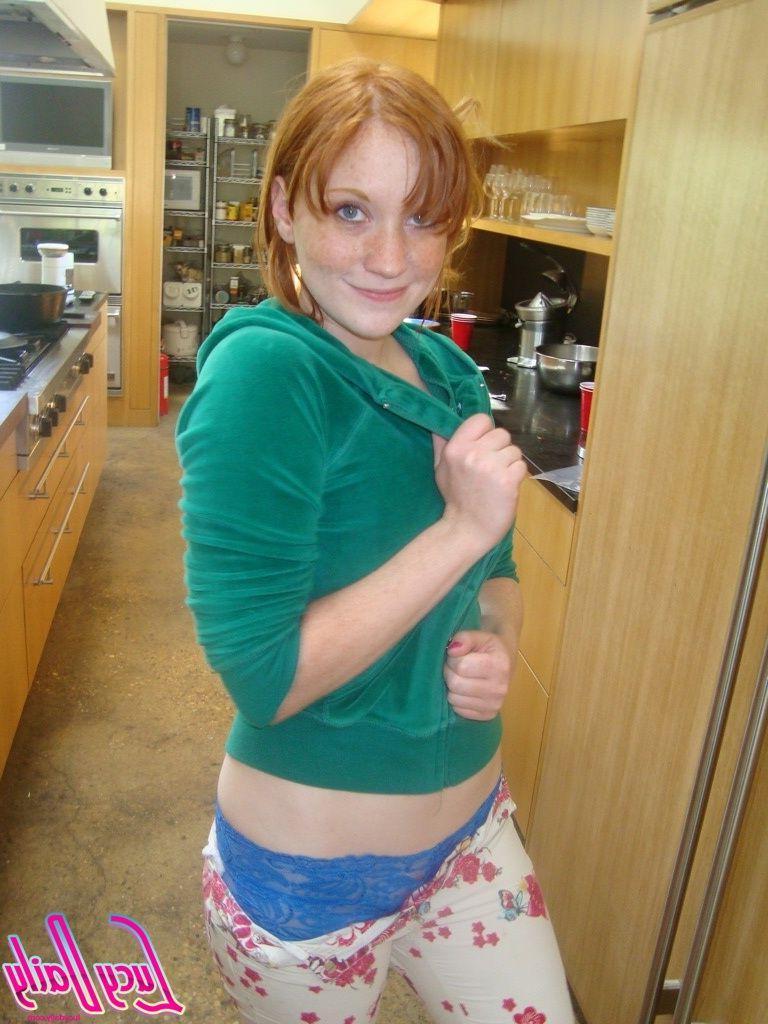 20P Pictures of teen cutie Lucy Daily teasing in the kitchen