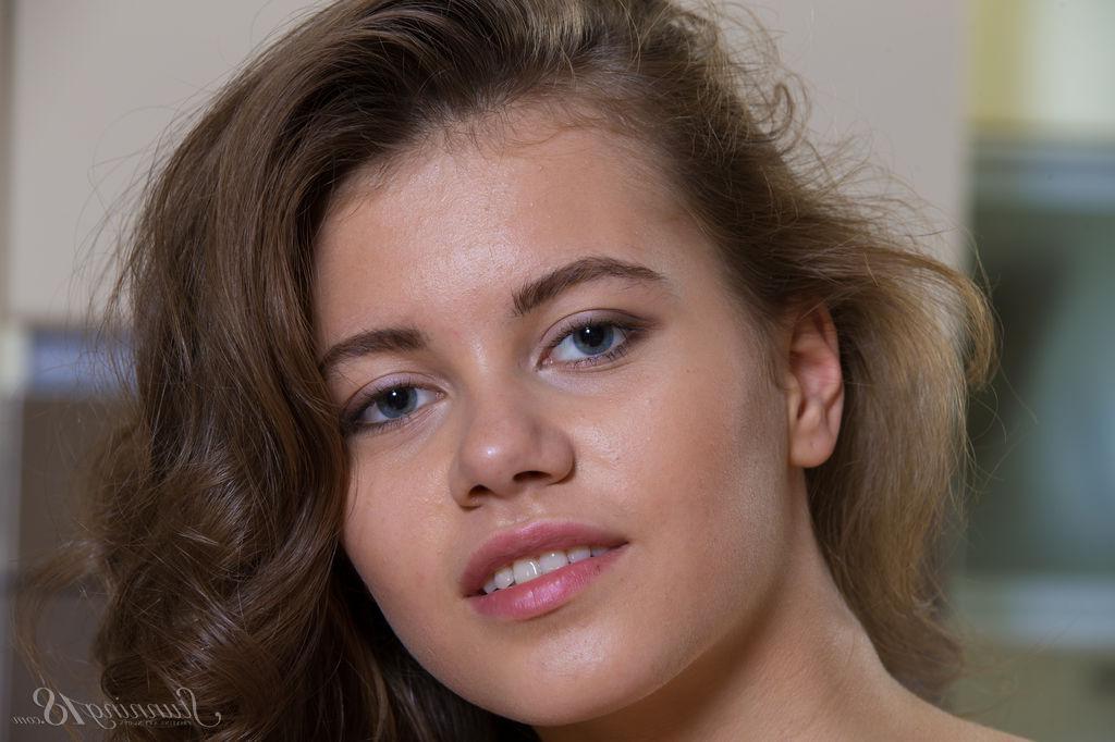 16P Brunette teen Peggy serves herself up for breakfast