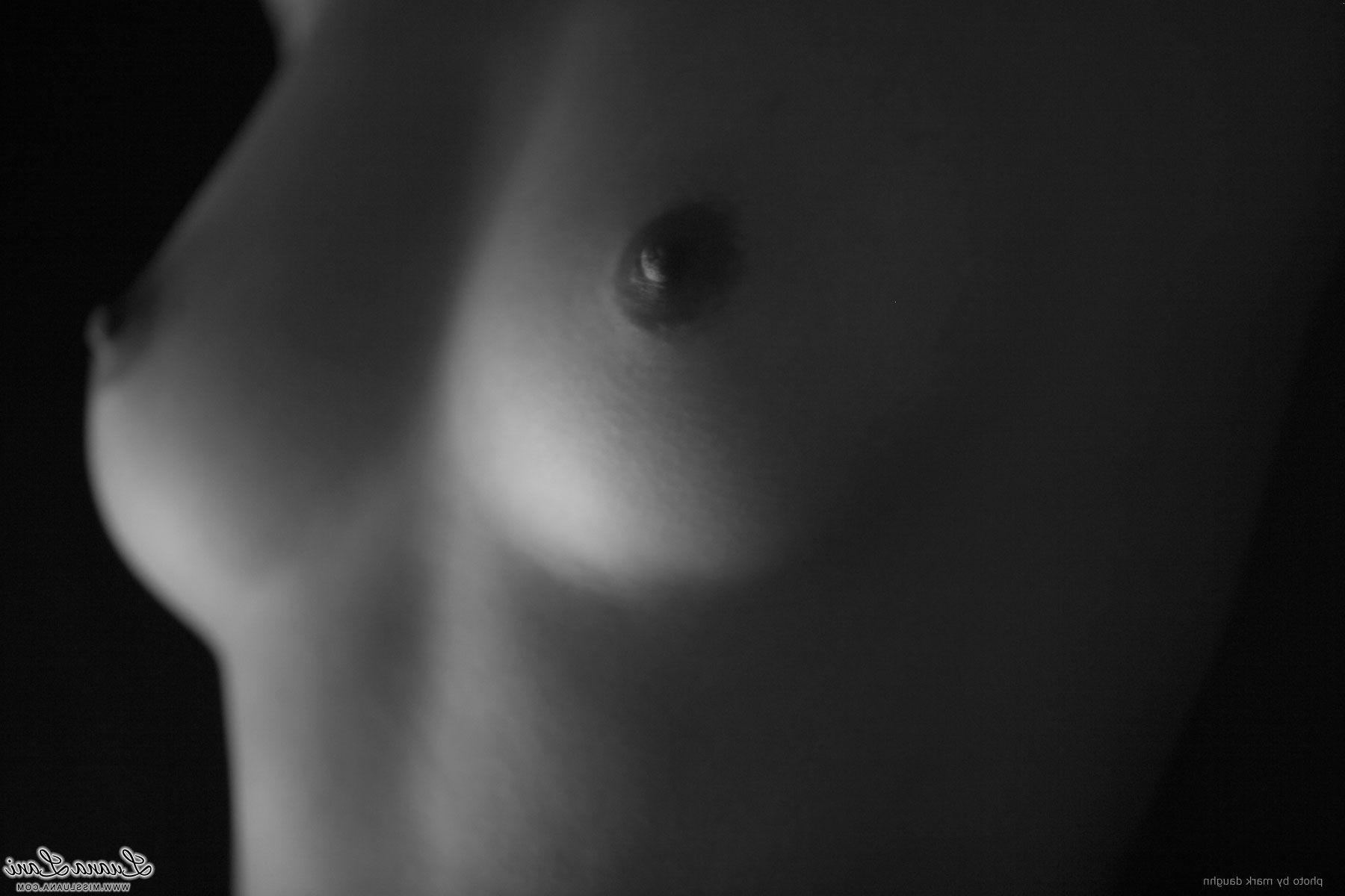12P Pictures of teen Miss Luana showing off her sexy body in black and white