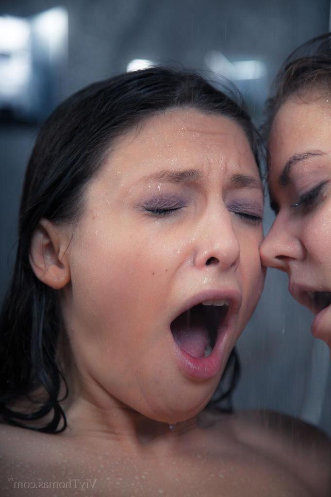 16P Patritcy A and Talia Mint take a hot shower together in "Inhibition"