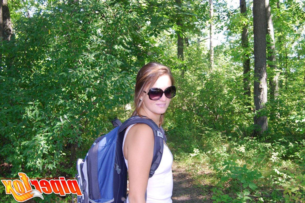 15P Pictures of teen cutie Piper Fox stripping naked outside