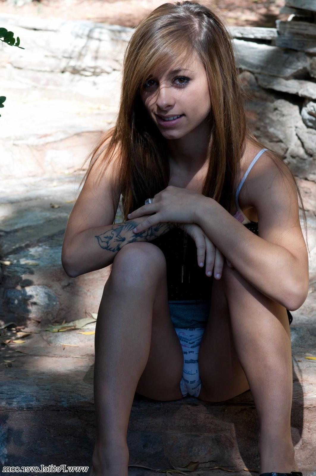 16P Sexy teen Riley flashes her tits and panties in public