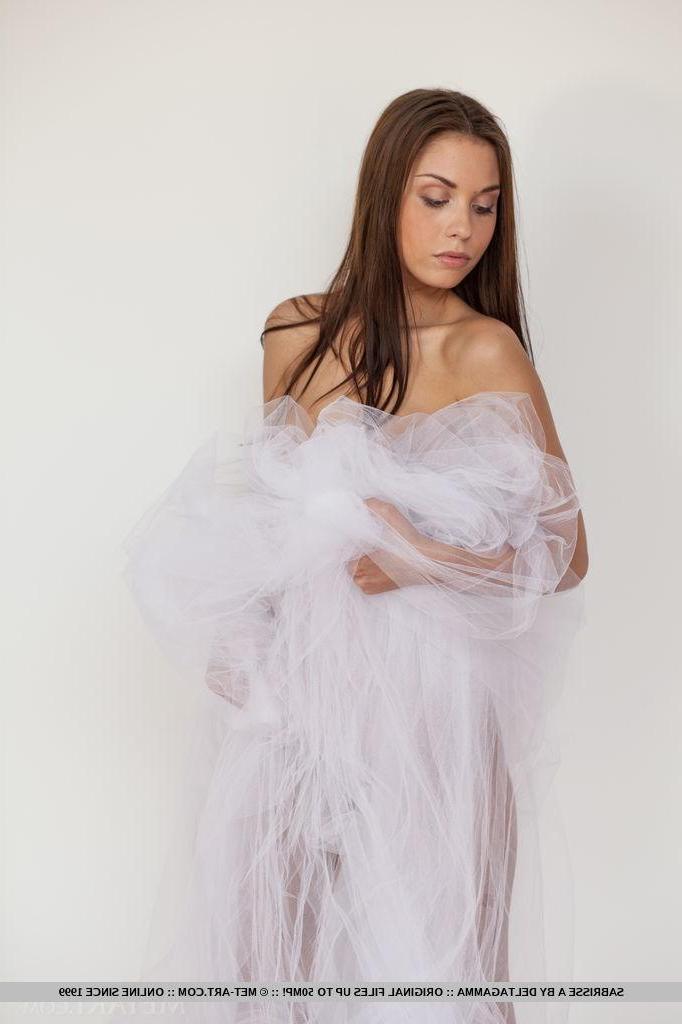 18P Brunette hottie Sabrisse A rolls around in white lace