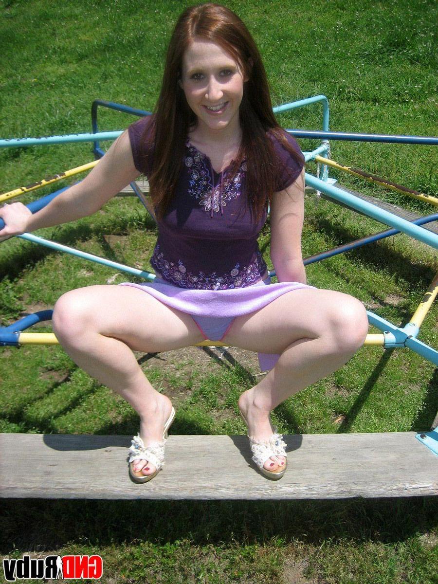 12P Pictures of teen babe GND Ruby showing her pussy outside