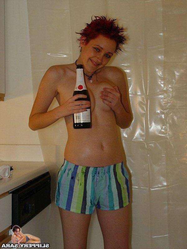 14P Pictures of teen chick Slippery Sara getting ready for a shower