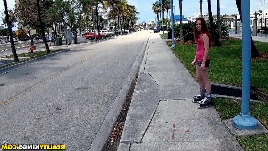 15P Redhead teen Sofie Carter gets picked up on the street and paid for sex