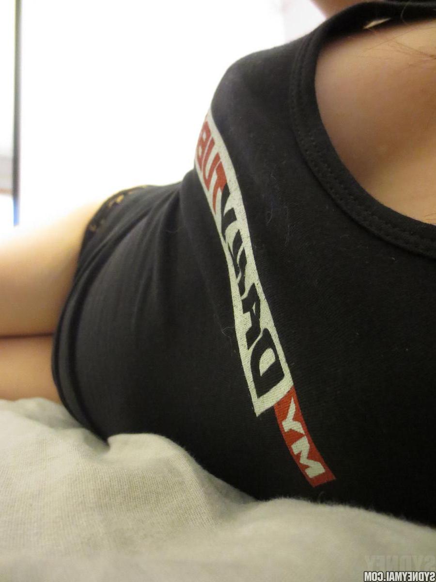 15P Asian coed Sydney Mai teases in her black tank top