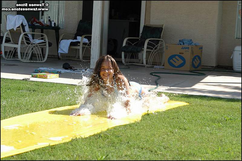20P Tawnee and Taylor have some fun on the slip n slide