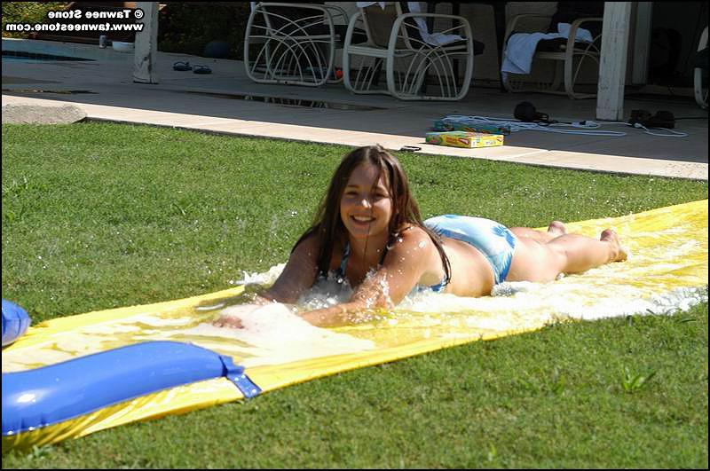 20P Tawnee and Taylor have some fun on the slip n slide