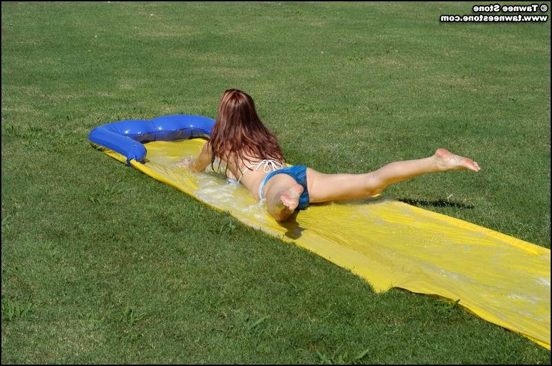 20P Tawnee and Taylor have some fun on the slip n slide