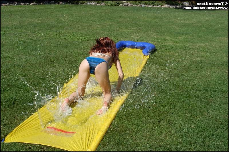 20P Tawnee and Taylor have some fun on the slip n slide