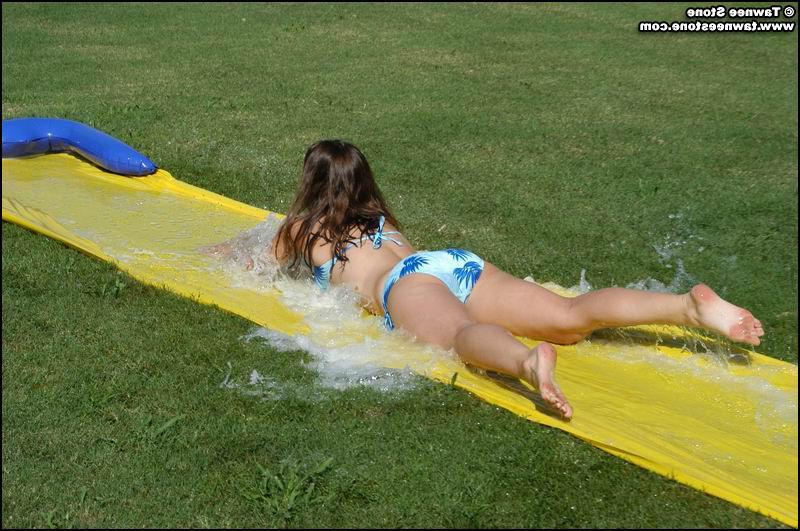 20P Tawnee and Taylor have some fun on the slip n slide