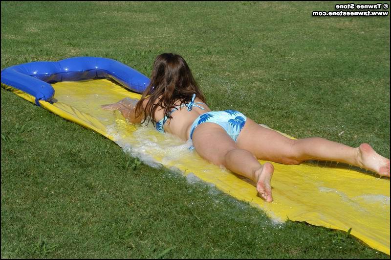 20P Tawnee and Taylor have some fun on the slip n slide