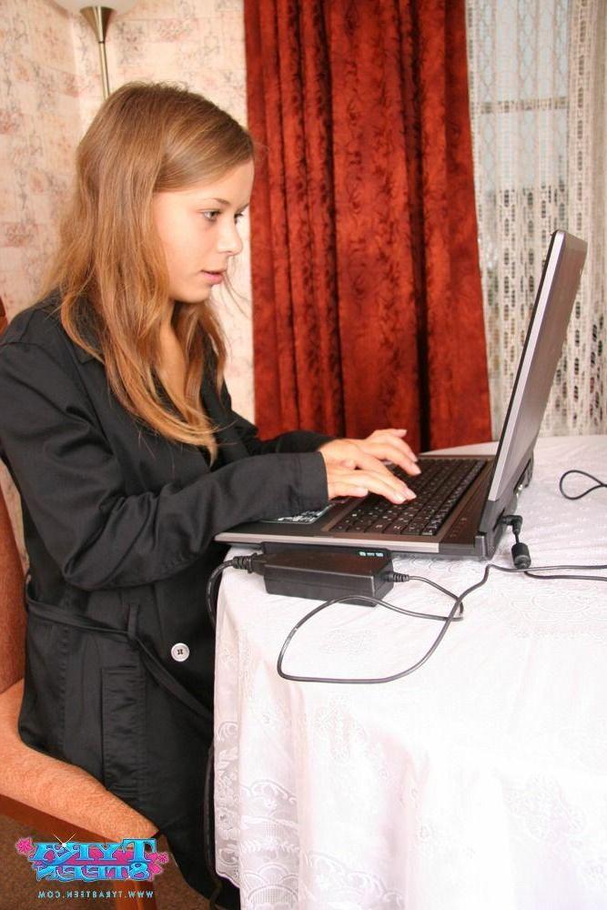 15P Pictures of Tyra 8Teen getting naughty at her laptop