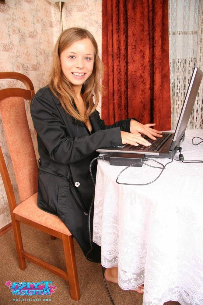 15P Pictures of Tyra 8Teen getting naughty at her laptop