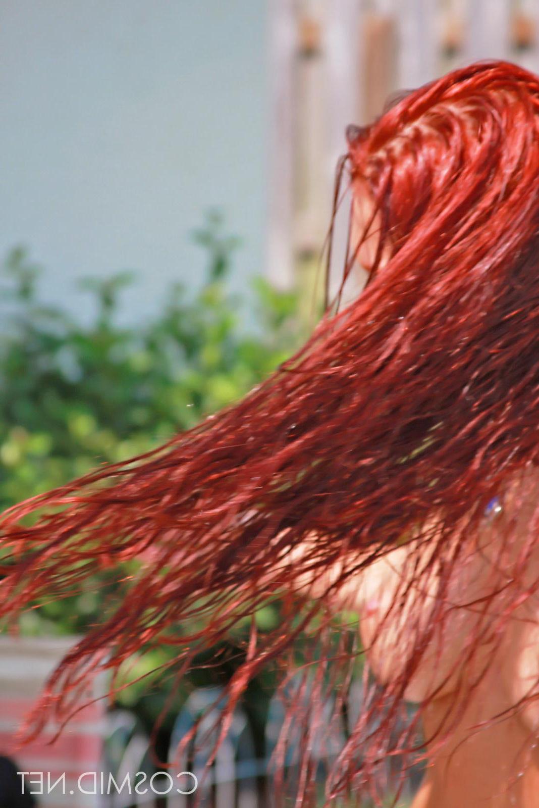 16P Gorgeous redhead Victoria Nelson gets all wet in her ripped jeans
