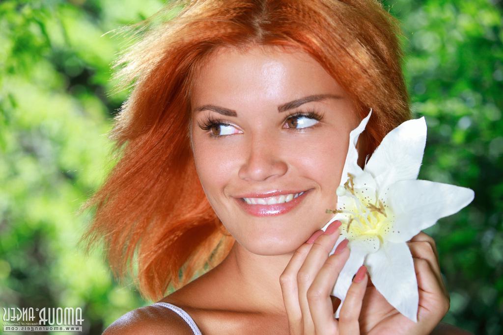 20P Beautiful redhead teen Myza spreads her legs for you outside