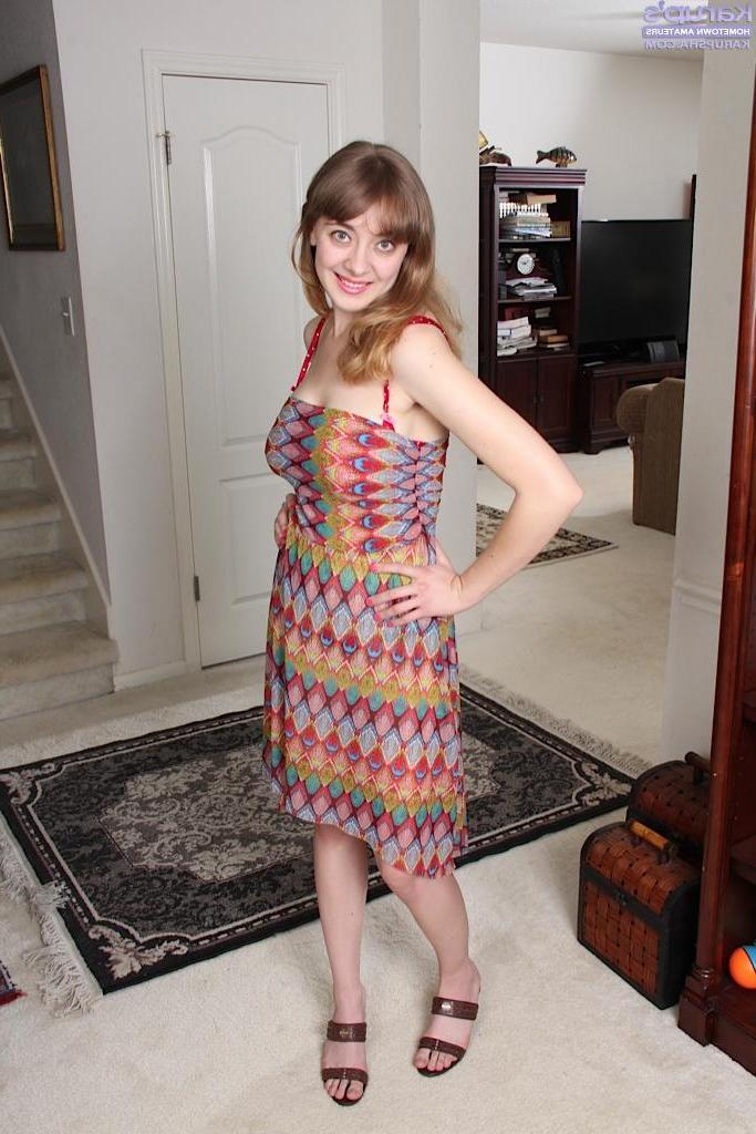 15P Cute busty Emily Johnson spreads trimmed pussy