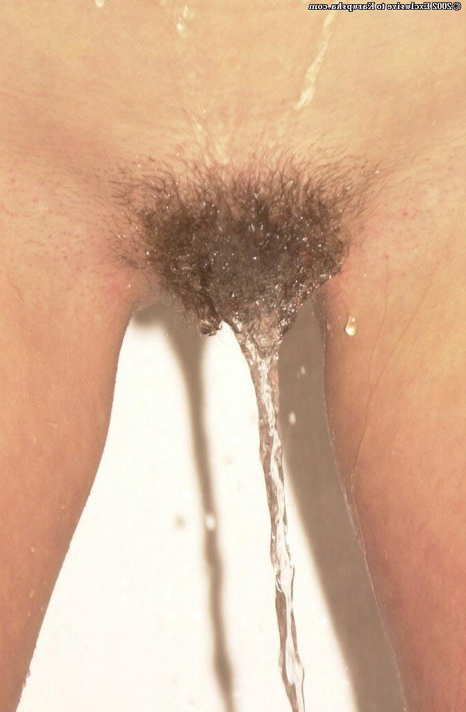 15P Sexy unshaven babe gets all wet for you in the shower