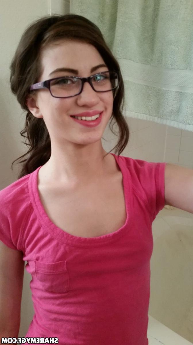 12P Hot brunette coed takes selfies of her tiny tits and round ass for you