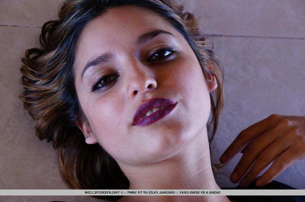 16P Brunette model Sasha A gets naked and spreads for you in "Close Up"