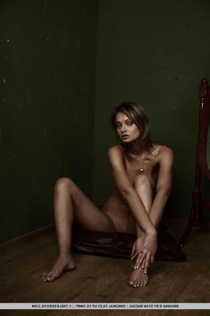 16P Brunette model Brianna B poses in a dark erotic set