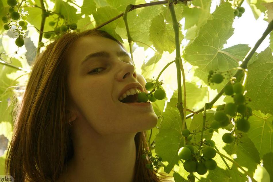 8P Pretty teen Katya Timakova does some gardening in her underwear