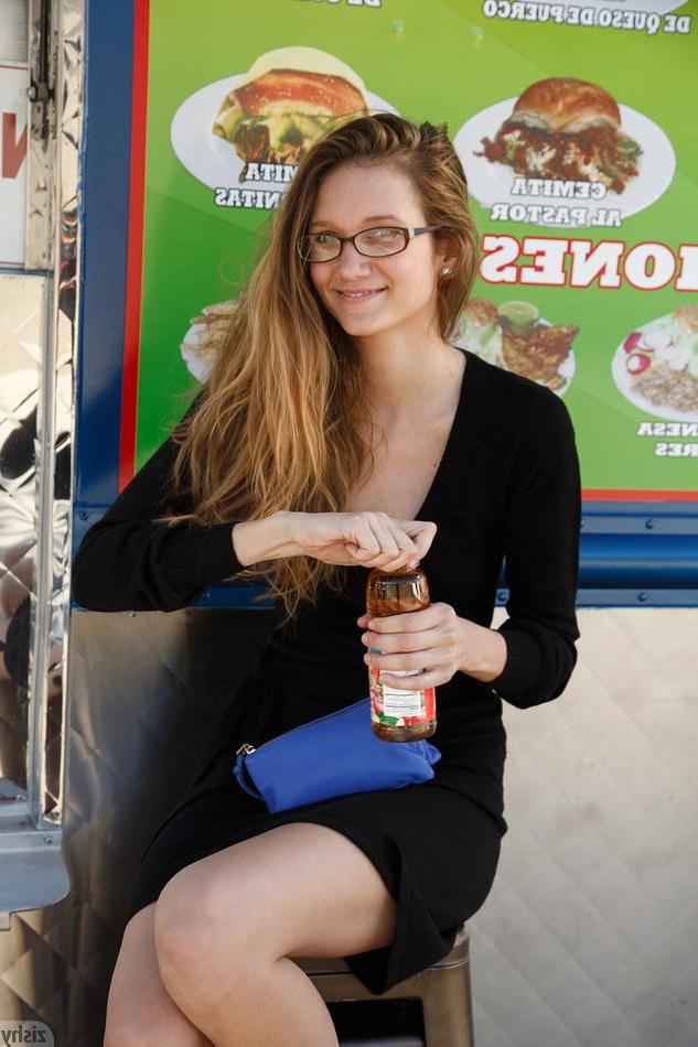 8P Pretty coed Reese Berkman flashes her panties in public