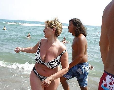 25P Granny bbw beach 4