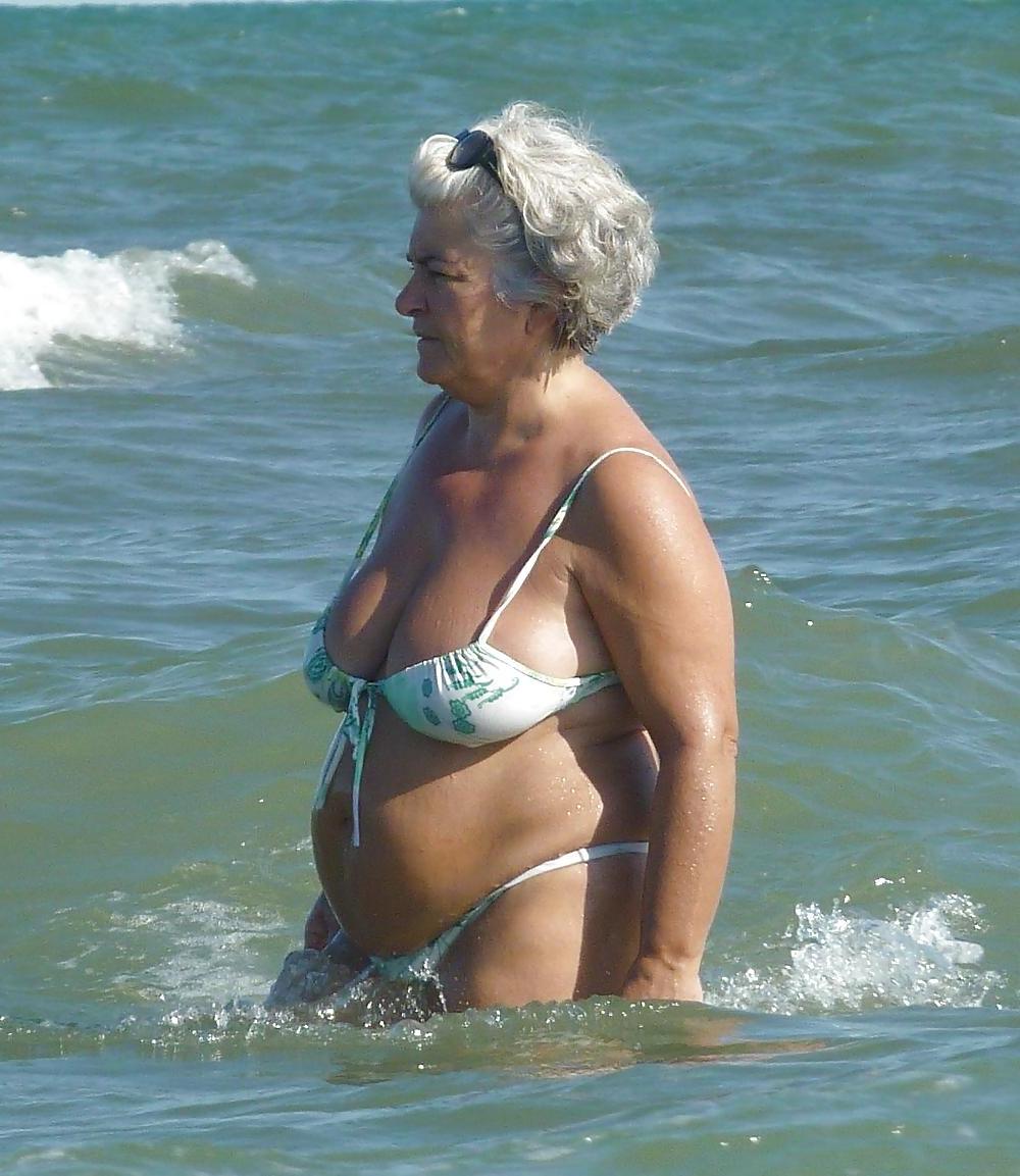 25P Granny bbw beach 4