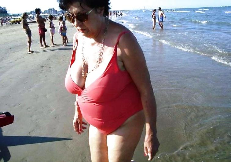 25P Granny bbw beach 4