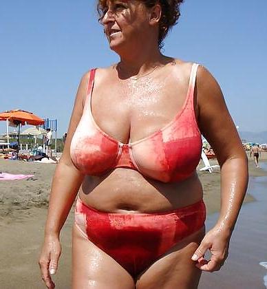 25P Granny bbw beach 3