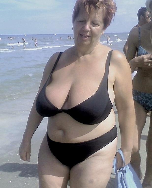 25P Granny bbw beach 3