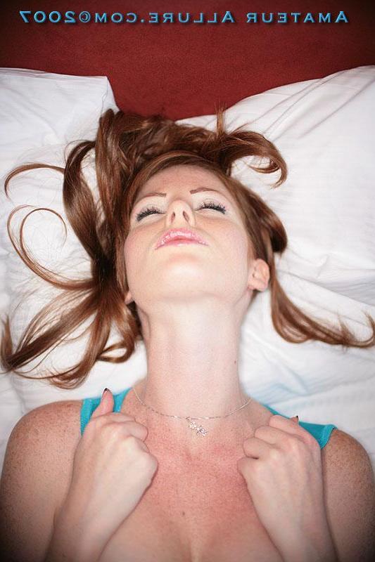 16P Pictures of sexy redhead teen going down on a hard cock